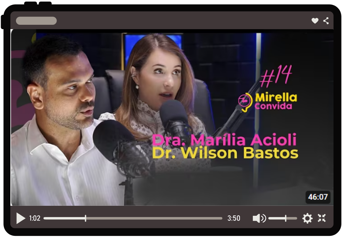 capa de video com título mirella convida dra. marilia acioli dr wilson bastos